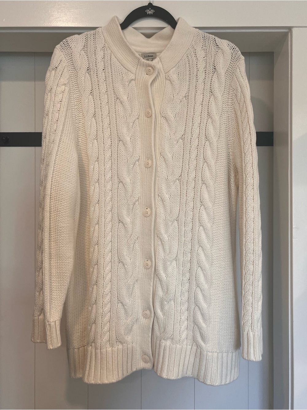 Vintage L.L. Bean Cable Knit Cardigan - Cream